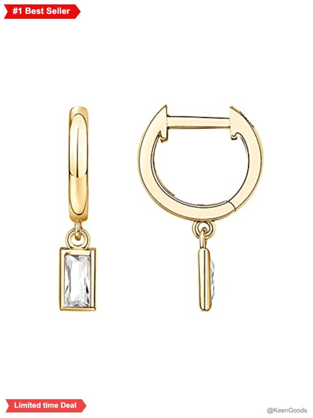 14K Gold Plated Huggie Hoop Earrings with Charms for Women